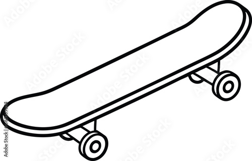 skateboard coloring book page,skateboard line art vector
