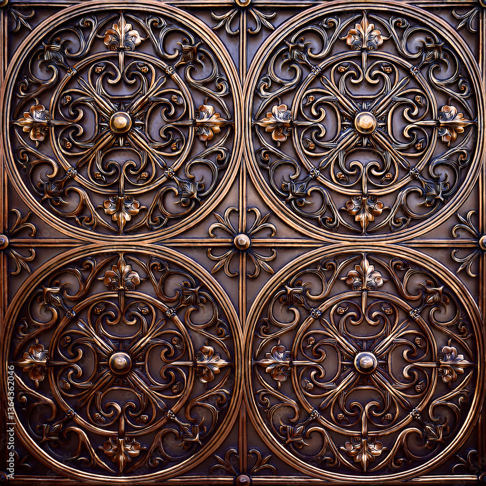 Obraz premium Medieval Ironwork Gothic Wallpaper – Wrought Scroll Pattern