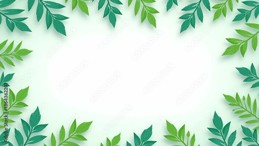 World Health Day Frame with Medical Crosses & Green Leaves for Messages World Health Day Frame with Medical Crosses & Green Leaves for Messages