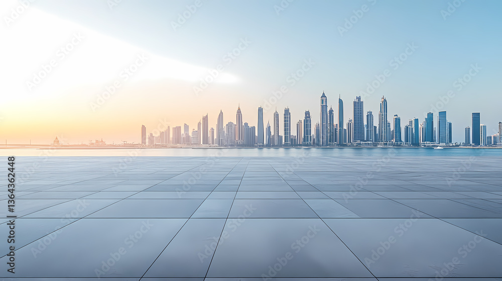 Modern City Skyline at Dawn Modern City Skyline at Dawn