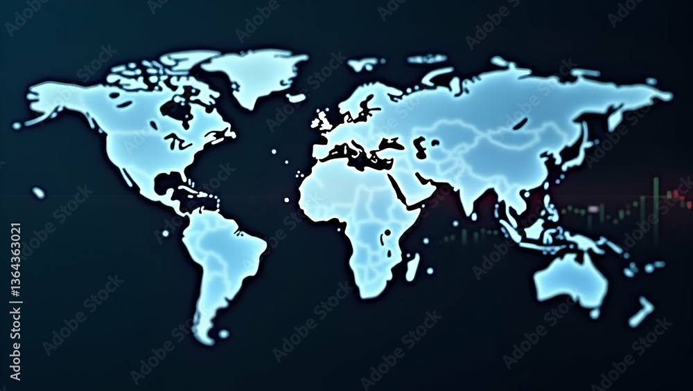 Flat Double Exposure Global World Map for Business Financial Trading Background Flat Double Exposure Global World Map for Business Financial Trading Background