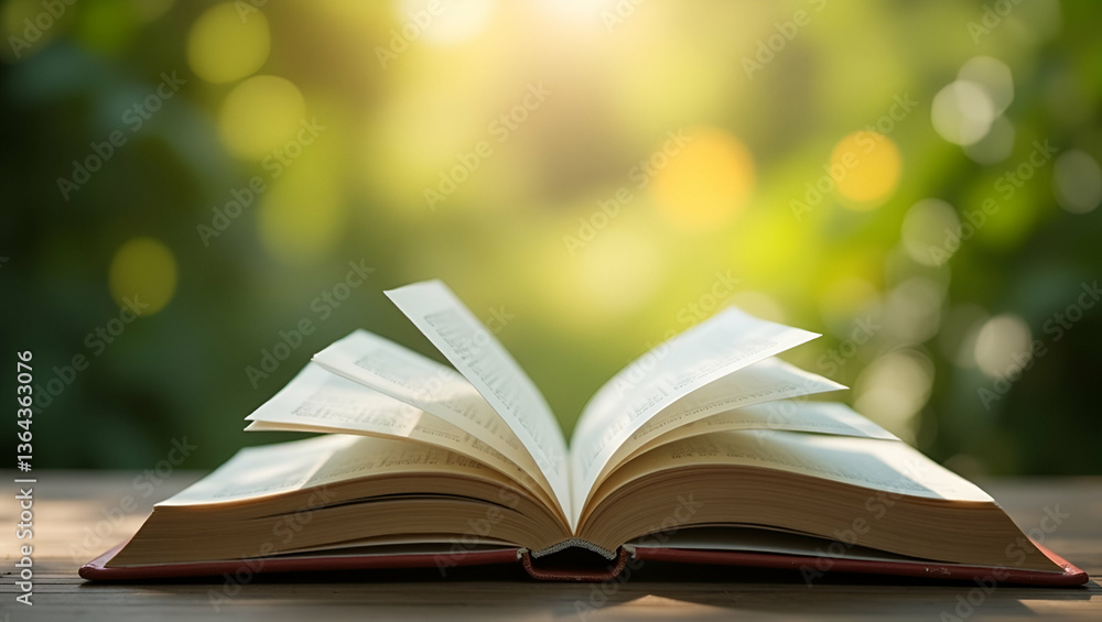 Flat Close up of open book in home garden with nature bokeh background showcasing reading and peaceful outdoor study environment concept as Close up of open book in home garden with nature bokeh backg Flat Close up of open book in home garden with nature bokeh background showcasing reading and peaceful outdoor study environment concept as Close up of open book in home garden with nature bokeh backg
