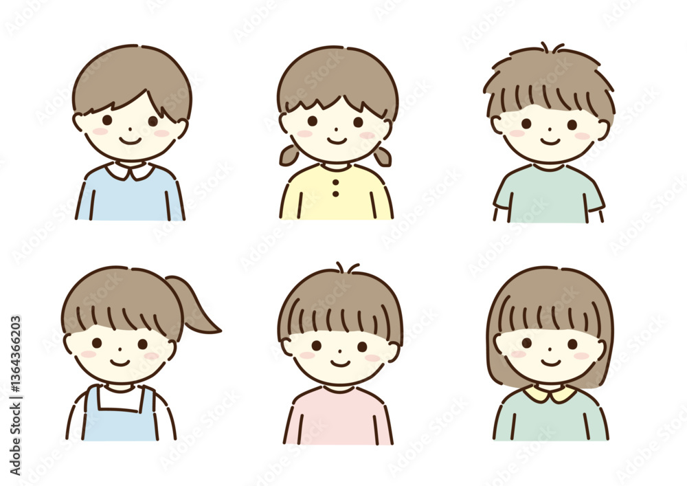 男の子女の子のイラストセット 男の子女の子のイラストセット