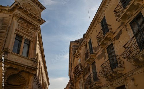 Characteristic Italian buildings in Syracuse, Sicily