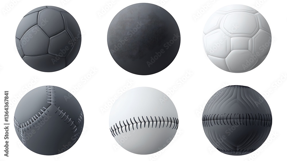 Six Sports Balls with White Background. Six Sports Balls with White Background.