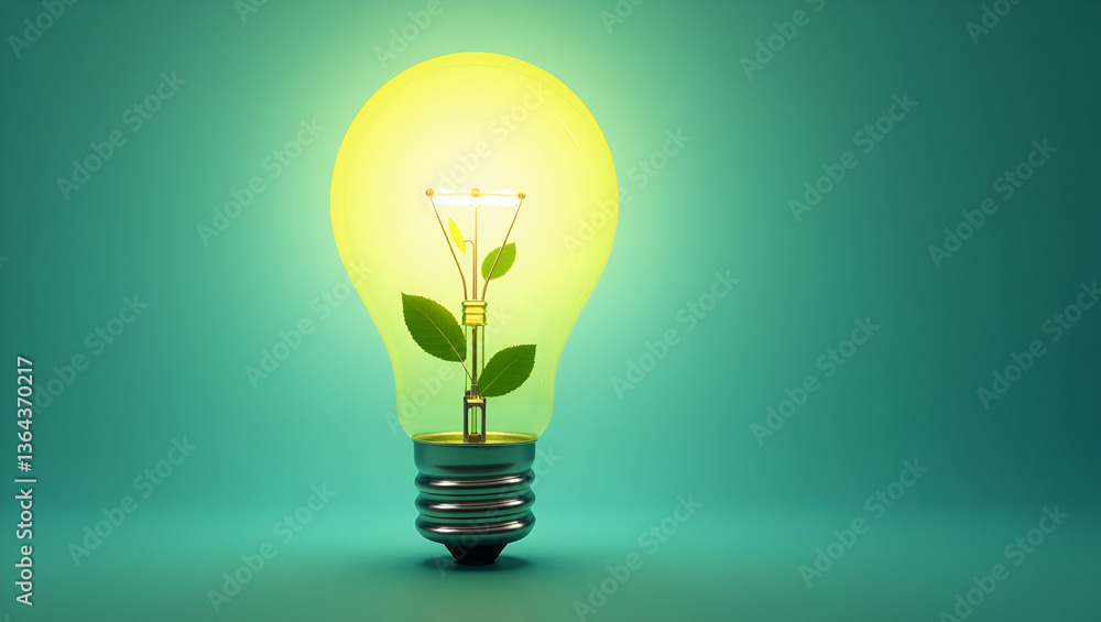 Illustration of Light Bulb for Green Energy Technology & Renewable Sources Illustration of Light Bulb for Green Energy Technology & Renewable Sources