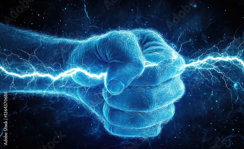 Powerful fist radiating electric energy