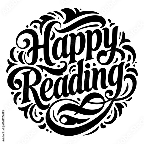 Ornate Happy Reading graphic, ideal for marketing or education