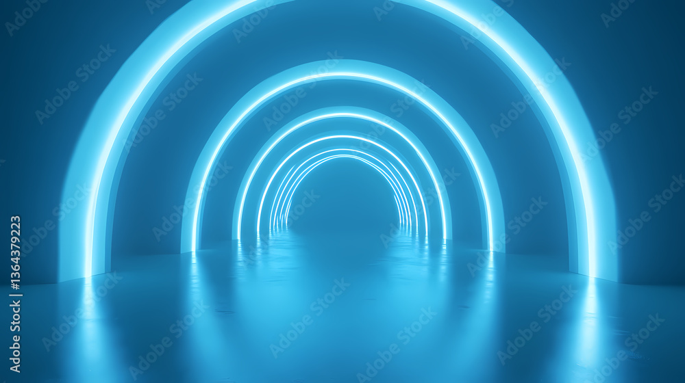 Obraz premium Abstract Neon Light Tunnel Effect