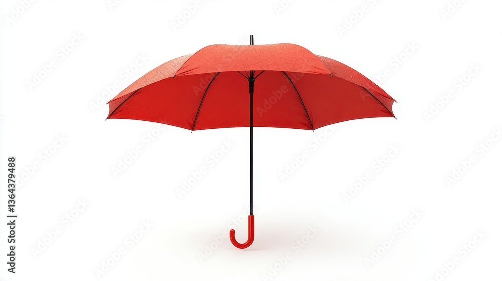 Obraz premium A bright red umbrella stands open against a white background