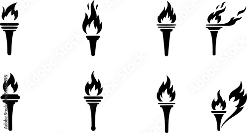 Vector black torch icons set
