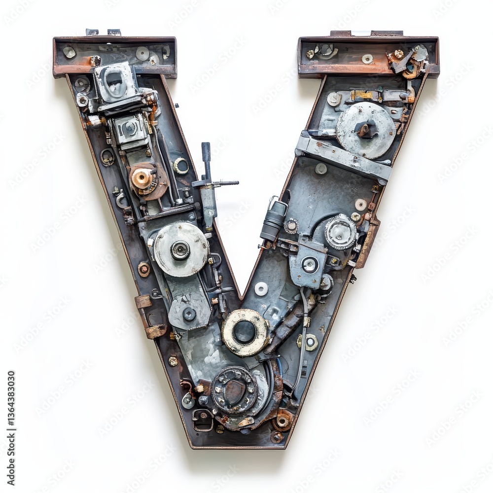 Engineering-themed letter V Engineering-themed letter V