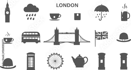 Vector black london icon set
