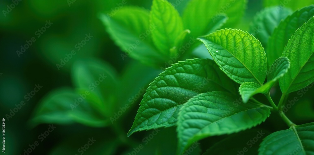 Close up image of green leaves with intricate details creating a beautiful macro background, environment, ecology Close up image of green leaves with intricate details creating a beautiful macro background, environment, ecology
