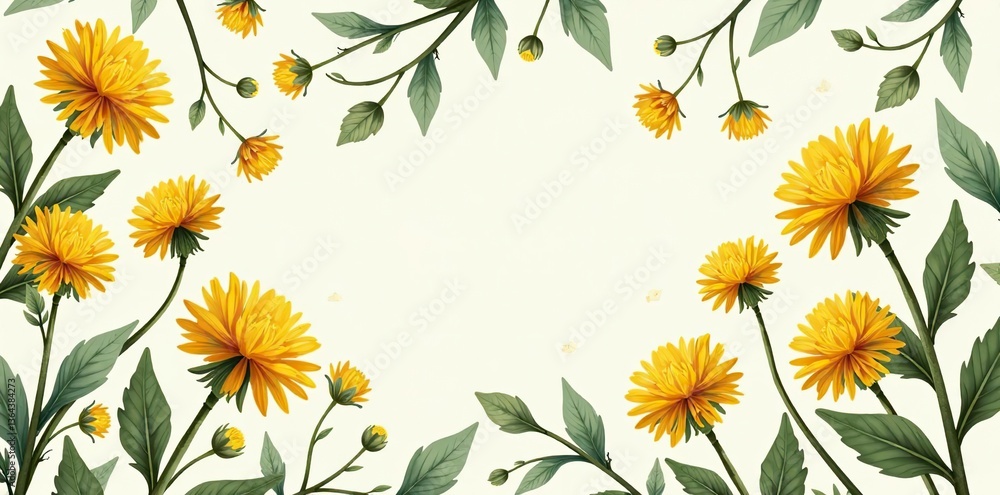 Dandelion flowers and plants seamless pattern design for fabric, wallpaper, and tile, dandelions, flowers Dandelion flowers and plants seamless pattern design for fabric, wallpaper, and tile, dandelions, flowers