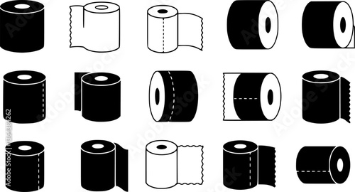 Vector black toilet paper icons set
