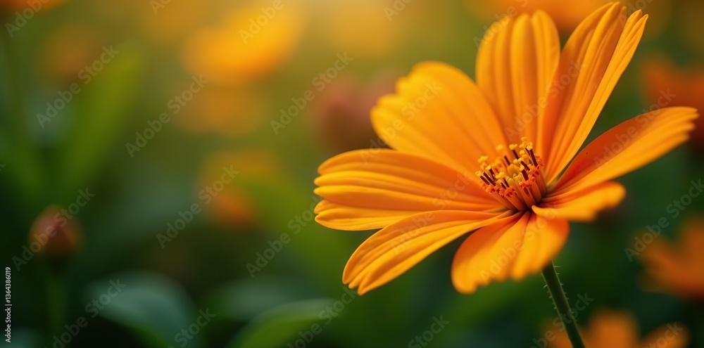 Obraz premium Close up view of vibrant orange flowers in natural light from above, vibrant, flora