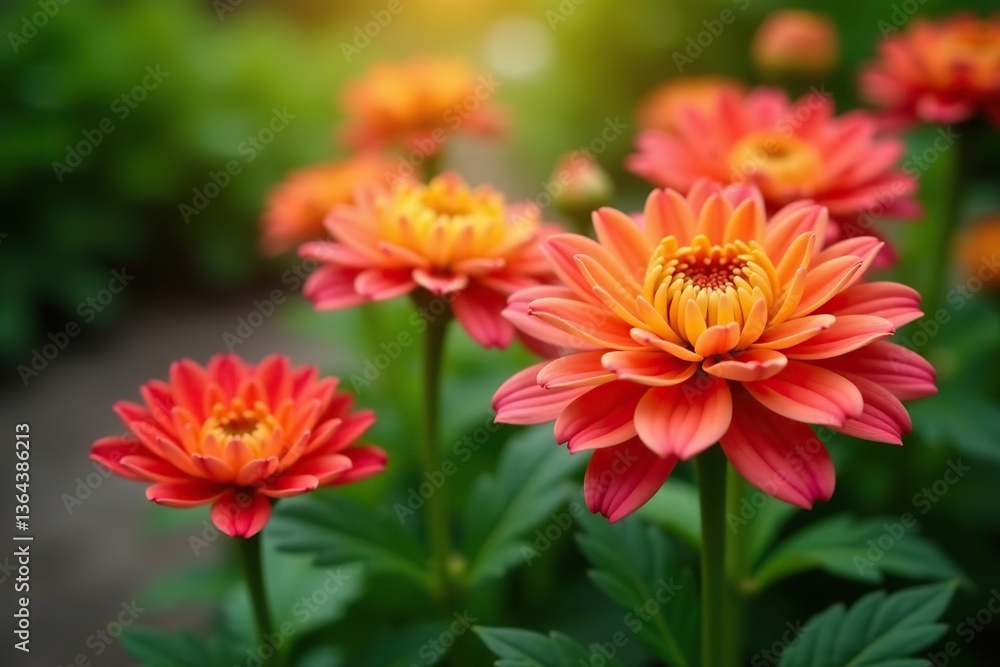 Close up of vibrant Chrysanthemum flowers in a garden, Chrysanthemum, colorful Close up of vibrant Chrysanthemum flowers in a garden, Chrysanthemum, colorful