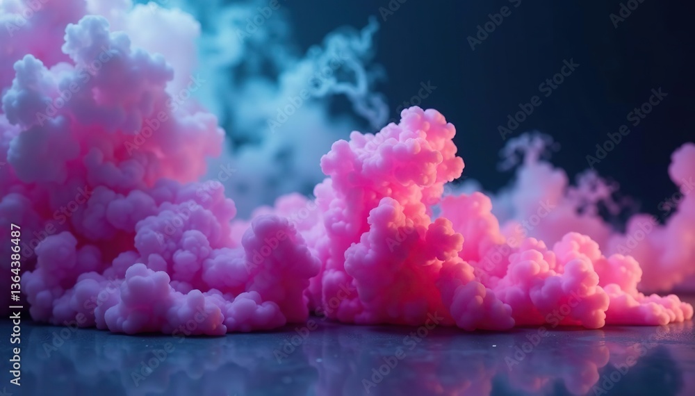 Fototapeta premium Colorful smoke swirling on the floor with misty fog effect overlay for dramatic design, artistic, creative