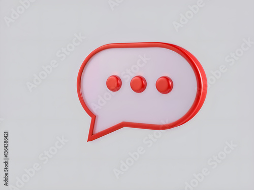 A minimalist red 3D speech bubble icon for messaging apps. Generative AI