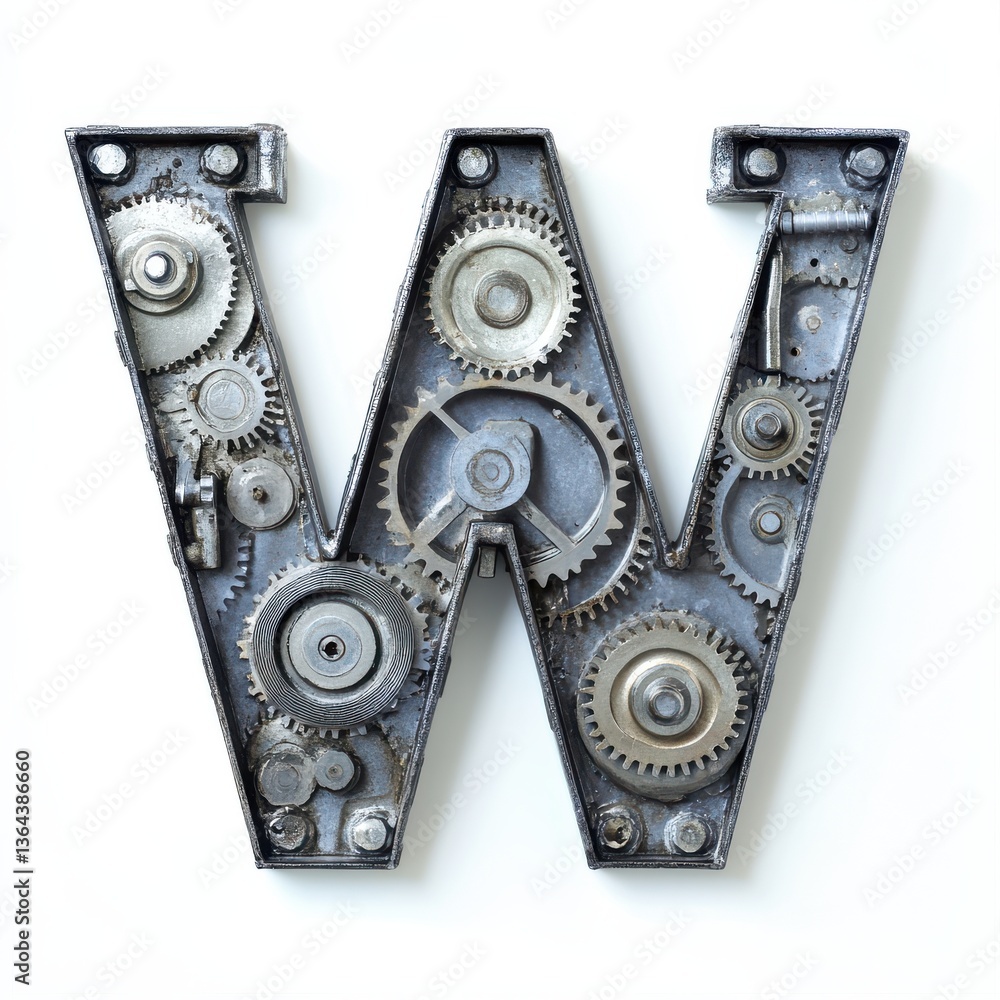 Engineering-themed letter W Engineering-themed letter W