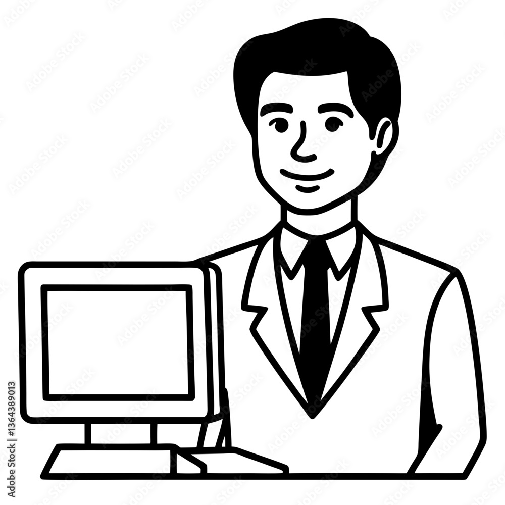 Vector Illustration of a Simple Outline CRT Monitor Vector Illustration of a Simple Outline CRT Monitor
