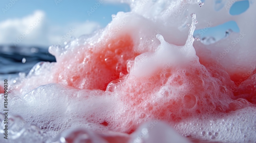 Fototapeta premium Pink foam erupts in a watery explosion