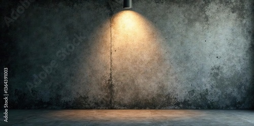 Distressed grungy wall with spotlight shining on it,  weathered, distressed