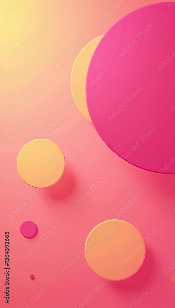 Abstract pink and yellow circles on bright background, bright, round Abstract pink and yellow circles on bright background, bright, round