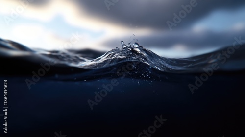 Ocean wave crest, underwater view
