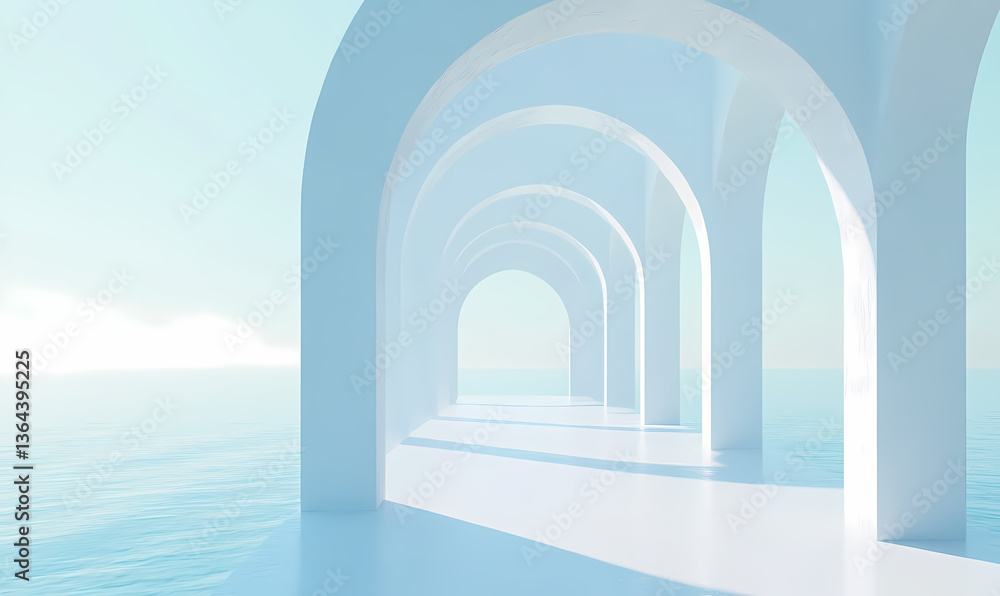 Fototapeta premium Minimalist Archway Pathway Over the Ocean
