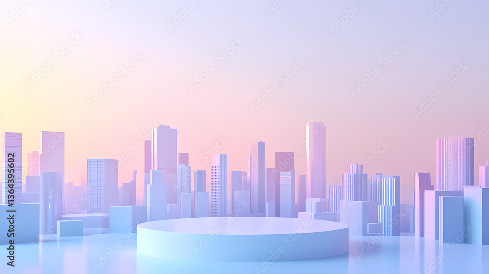 Obraz premium Pastel Cityscape Minimalist Scene