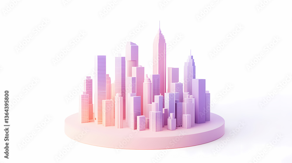 Pastel Cityscape 3D Model Pastel Cityscape 3D Model