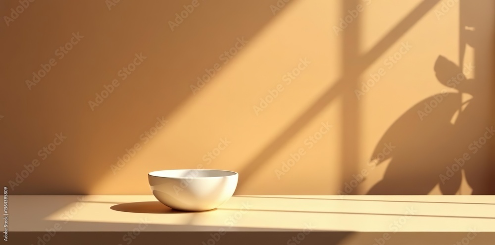 Empty table with natural shadows on brown background for branding products, presentation, food, health care, natural shadows, products Empty table with natural shadows on brown background for branding products, presentation, food, health care, natural shadows, products