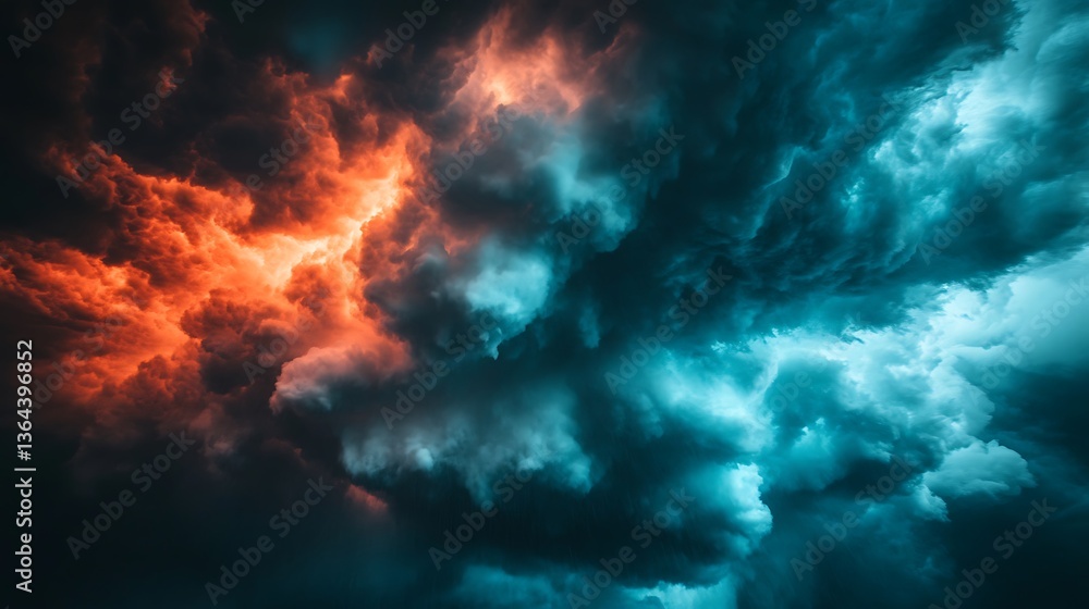 Fototapeta premium Vivid clouds display dramatic colors and swirling textures across the sky