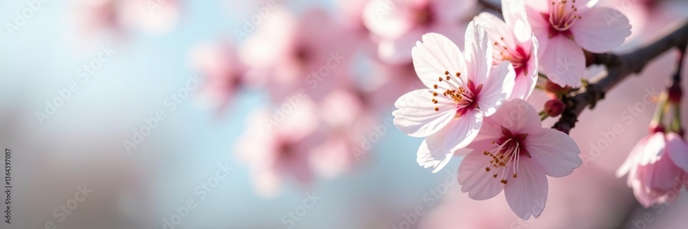 Close-up of delicate cherry blossoms in full bloom on a sunny spring day, pink, beautiful Close-up of delicate cherry blossoms in full bloom on a sunny spring day, pink, beautiful