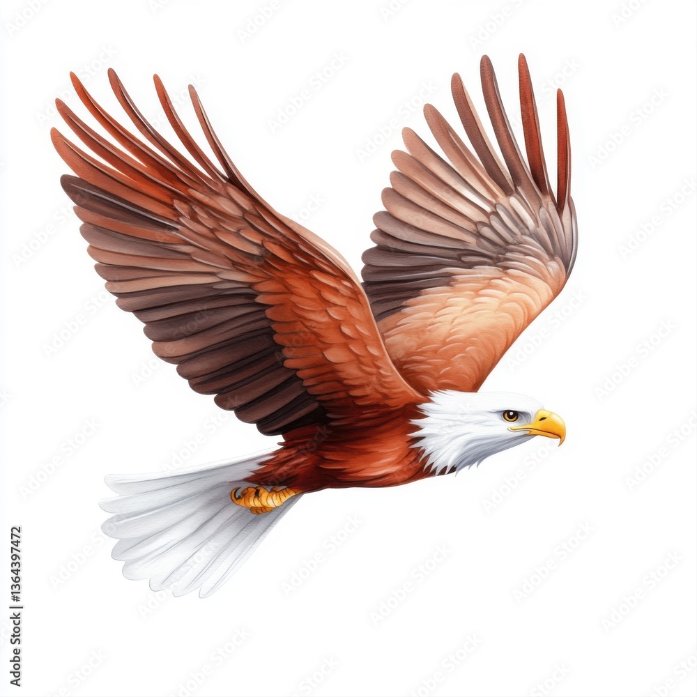 Obraz premium Majestic Eagle in Flight with Graceful Wings and Striking Feathers, Capturing Freedom and Power in Nature