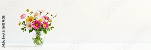 Wallpaper Mural Colorful bouquet of flowers in a glass vase on white background, hyperrealistic photo,  4K,  spring Torontodigital.ca