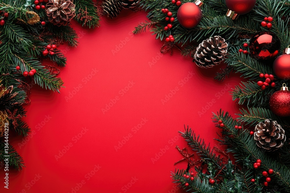 Clear Pixel Image of Christmas Background Layout on Red Background Clear Pixel Image of Christmas Background Layout on Red Background