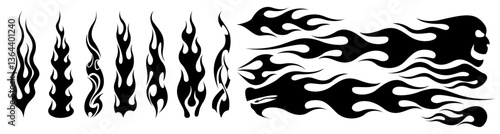 Tribal black fire flames tattoo design. Silhouette flame vector illustration