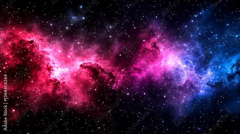 Naklejka premium Cosmic nebula with pink and blue hues.