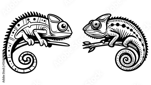 Chameleon Sketch Drawing.