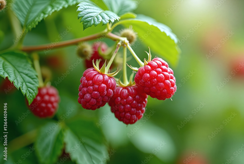 raspberry on a bush raspberry on a bush