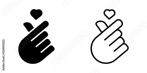 Heart finger icon on white background