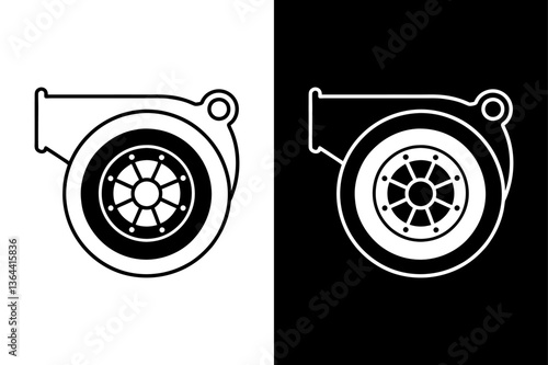 Download Turbocharger Silhouette Vector Clean Black & White Design.