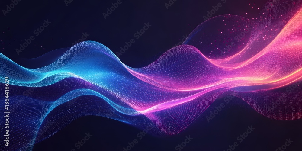 Dark background, light blue and purple wave technology, bright, elegant and futuristic on a black background. Dark background, light blue and purple wave technology, bright, elegant and futuristic on a black background.