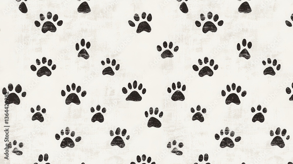 Cute Dog Paw Prints Seamless Pattern Texture. Cute Dog Paw Prints Seamless Pattern Texture.