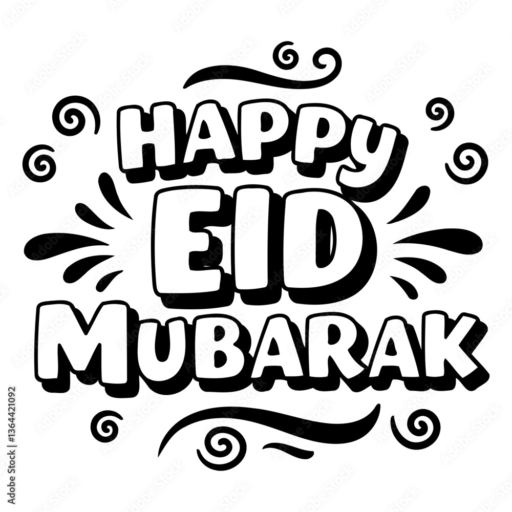Fototapeta premium Happy Eid Mubarak graphic, suitable for marketing