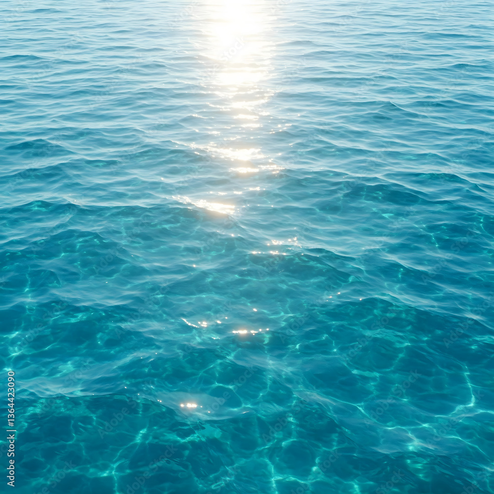 A serene view of the ocean's surface with the sun reflecting on the calm water, showcasing clear blue waves and the peaceful beauty of the sea. A serene view of the ocean's surface with the sun reflecting on the calm water, showcasing clear blue waves and the peaceful beauty of the sea.