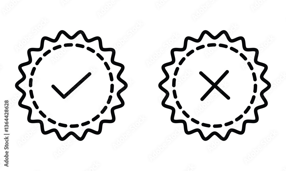 Black icon for check mark and cross vector illustration Black icon for check mark and cross vector illustration